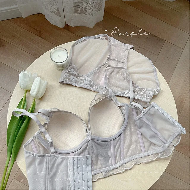 Brasil Define Alta Qualidade Japonesa Verão Sexy Lingerie Complexo Lolita  Fada Branco Botão Sem Rims Confortáveis ​​Meninas Sleepwear Sleace Bra Set1  De $155,45