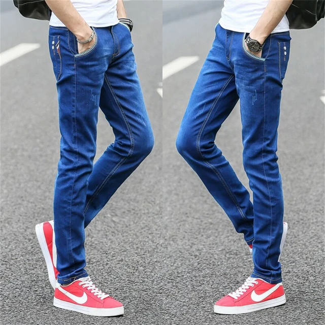 High Dark Blue Skinny Jeans High Waist Plain Design - Temu