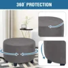 Real Velvet Plush Fabric Round Ottoman Slipcover Footstool Protector Covers Storage Stool Ottoman Covers 5