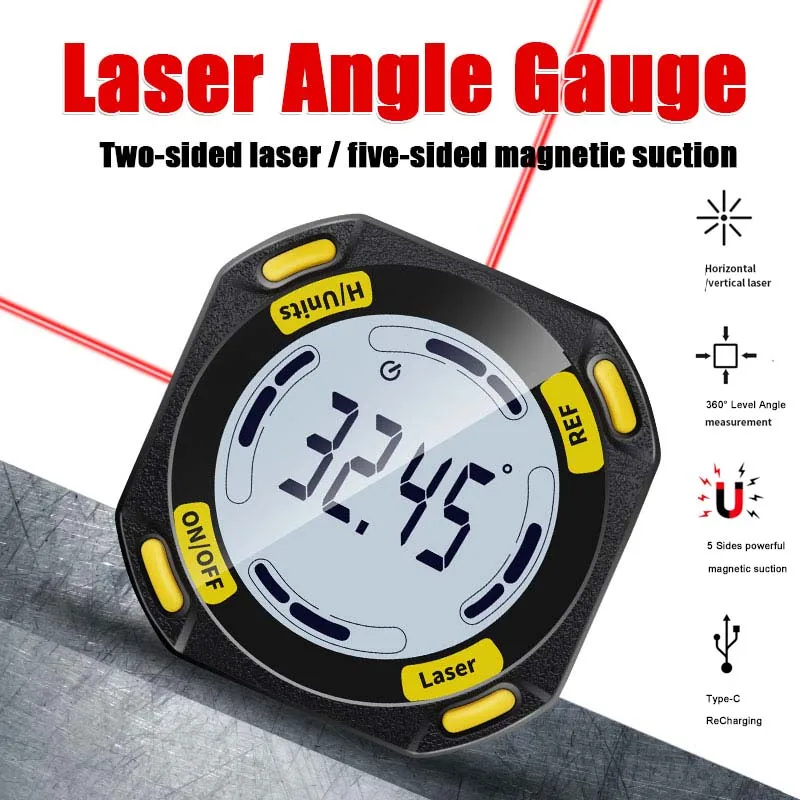 Green Laser Digital Protractor Angle Measure Inclinometer 3 in 1 Laser Level Box Type-C Charging Angle meter Measuring Tools digital angle protractor angle measuring tool angle protractor digital angle meter digital inclinometer