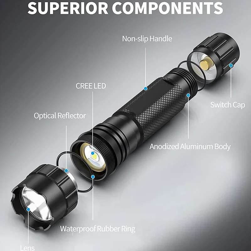 Tactical LED Flashlight with 18650 Battery for Hunting