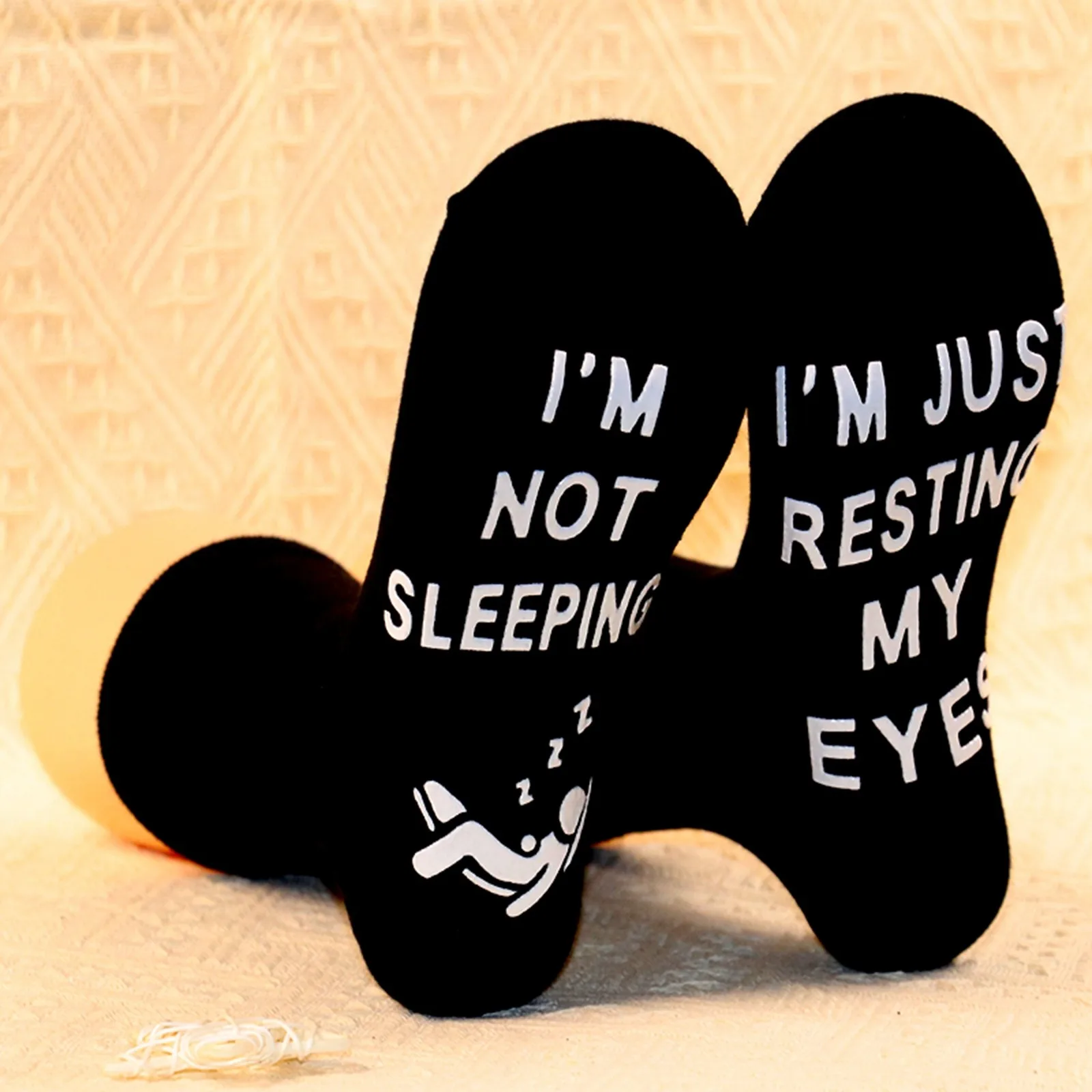 

Носки стойки, носки в горошек с надписью «I M NOT Sleep», Нескользящие, до середины икры, удобные носки для Дня Святого Валентина, носки большого размера