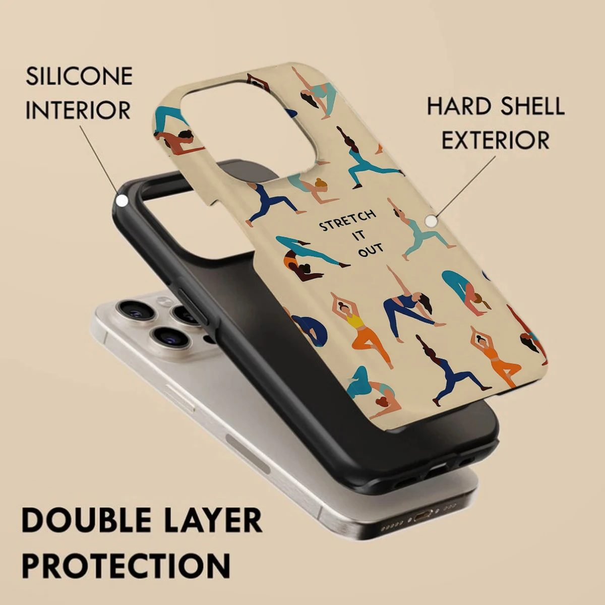Magnetic Shockproof Acrylic Phone Case - Yoga Stretching Edition