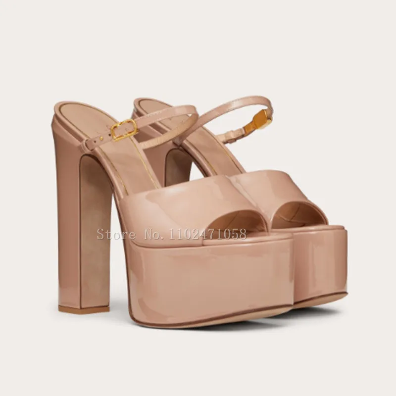 

Summer Round Toe Square Toe Sandals Fashion Catwalk Peep Toe Thick Platform Highly Increased Women Shoes Party Dress Hight Heels
