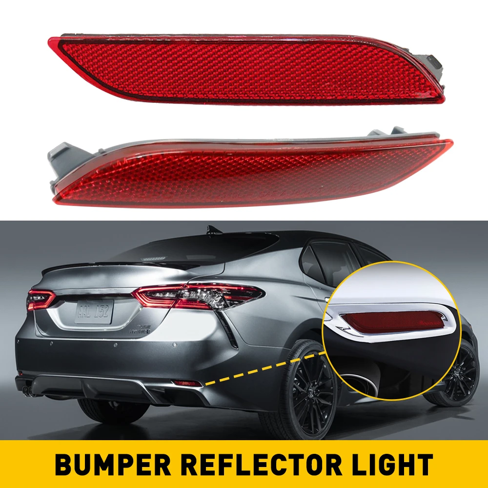 

2Pcs Car Rear Bumper Brake Light Shell Tail Turn Signal Reflector Lamp Cover for Toyota Camry 2018 2019 2020 2021 Accessories