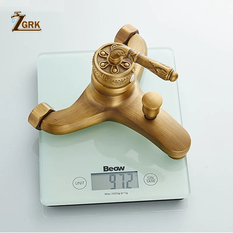 ZGRK Shower System Bathroom Faucet Hand Shower Set Brass Mixer Taps Top Spray Rainfall Head Washing Faucets Antique