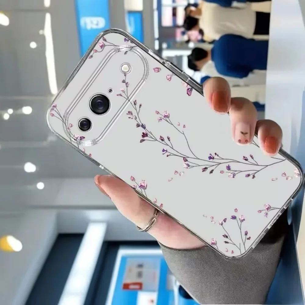 Elegant Transparent Floral Print Phone Case - Crystal Clear Lightweight Protective Cover