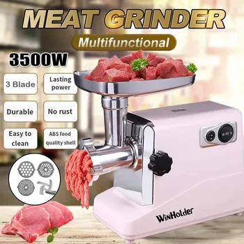 Heavy Duty 3500 Watts Powerful Stainless Steel Kitchen Electric Meat Food Grinder Mincer Sausage Maker Big Capacity with Blades 1