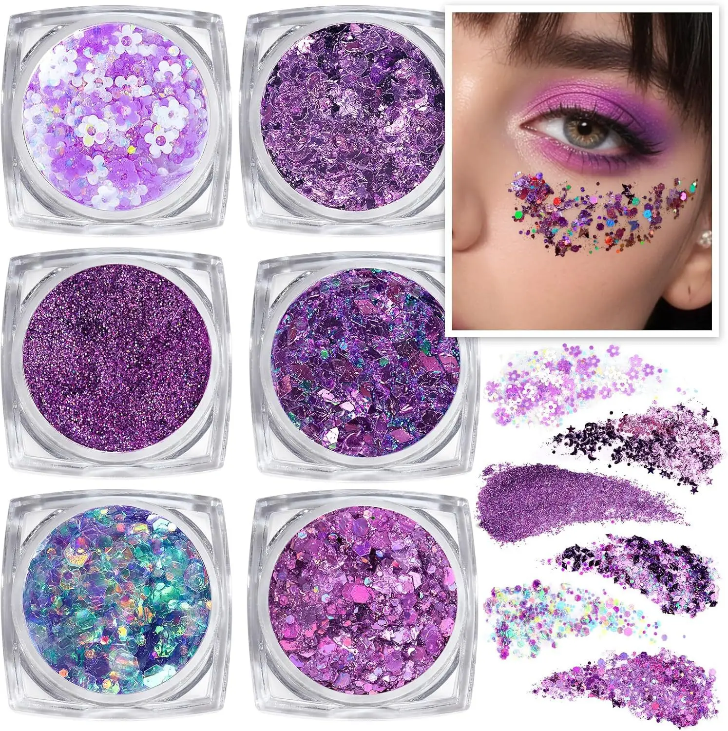 6 Color Cosmetic Chunky Glitter Shimmer Body Face Hair Eye Musical Festival Carnival Dance Party Makeup Glitter Gel 5