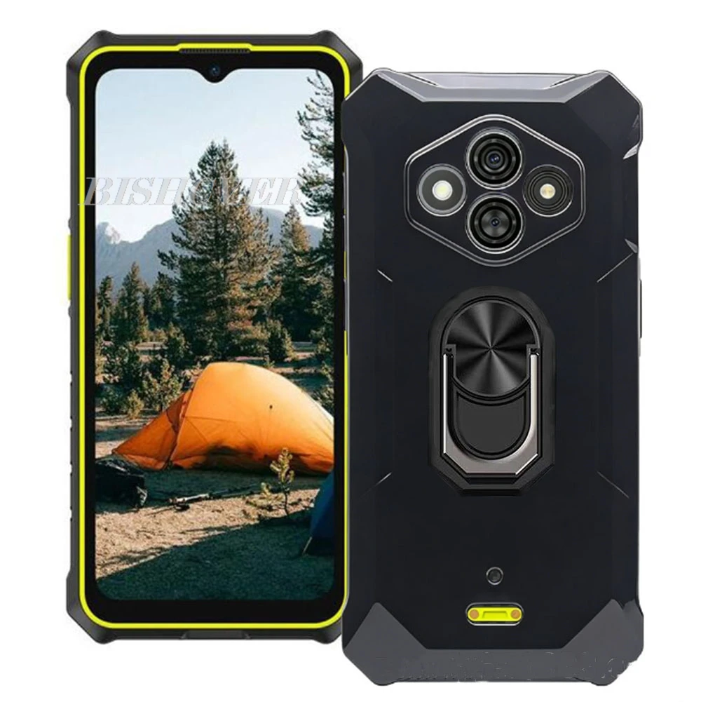 Rugged Silicone Smartphone Case with Back Ring Holder, 6.56