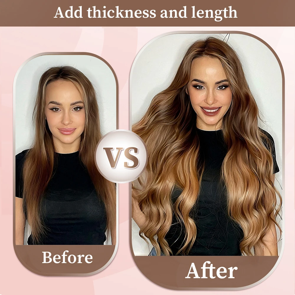 YGP 20pcs Tape In Hair Extensions Human Hair P4/27 Silky Seamless Invisible Remy Extensions for Women/Girls