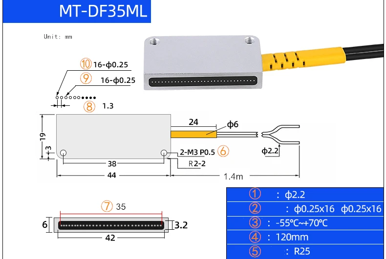 Licht Vorhang Matrix Optische Faser Sensor Schalter Bereich Scan Gitter Durch Strahl Diffuse Reflektierende Abstand 120/500mm Objekt 2mm – Detail 17
