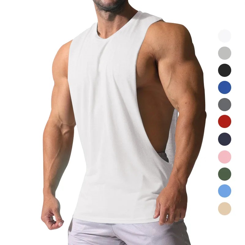Men Summer Sleeveless Vest Solid Color Tee