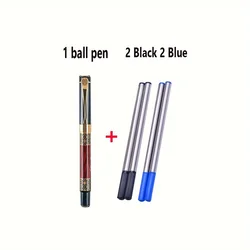 Elegant Smooth - Writing Luxurious Ballpoint Pens - Set of 5 (Wood Grain Red)