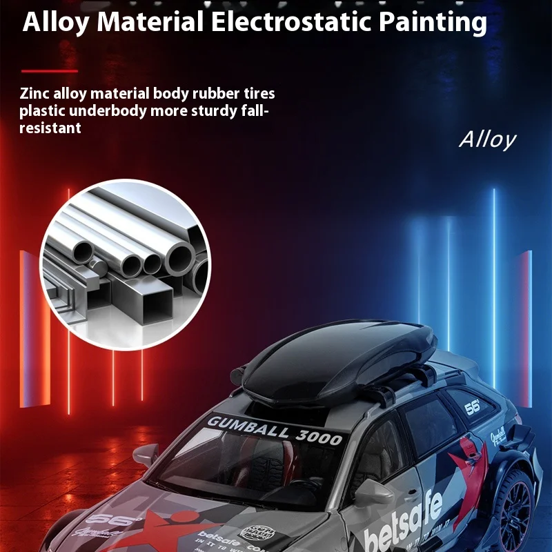 Alloy car model ornaments Audi RS6 modified version sound and light 6 door opening and return toy wagon music model ornaments 3