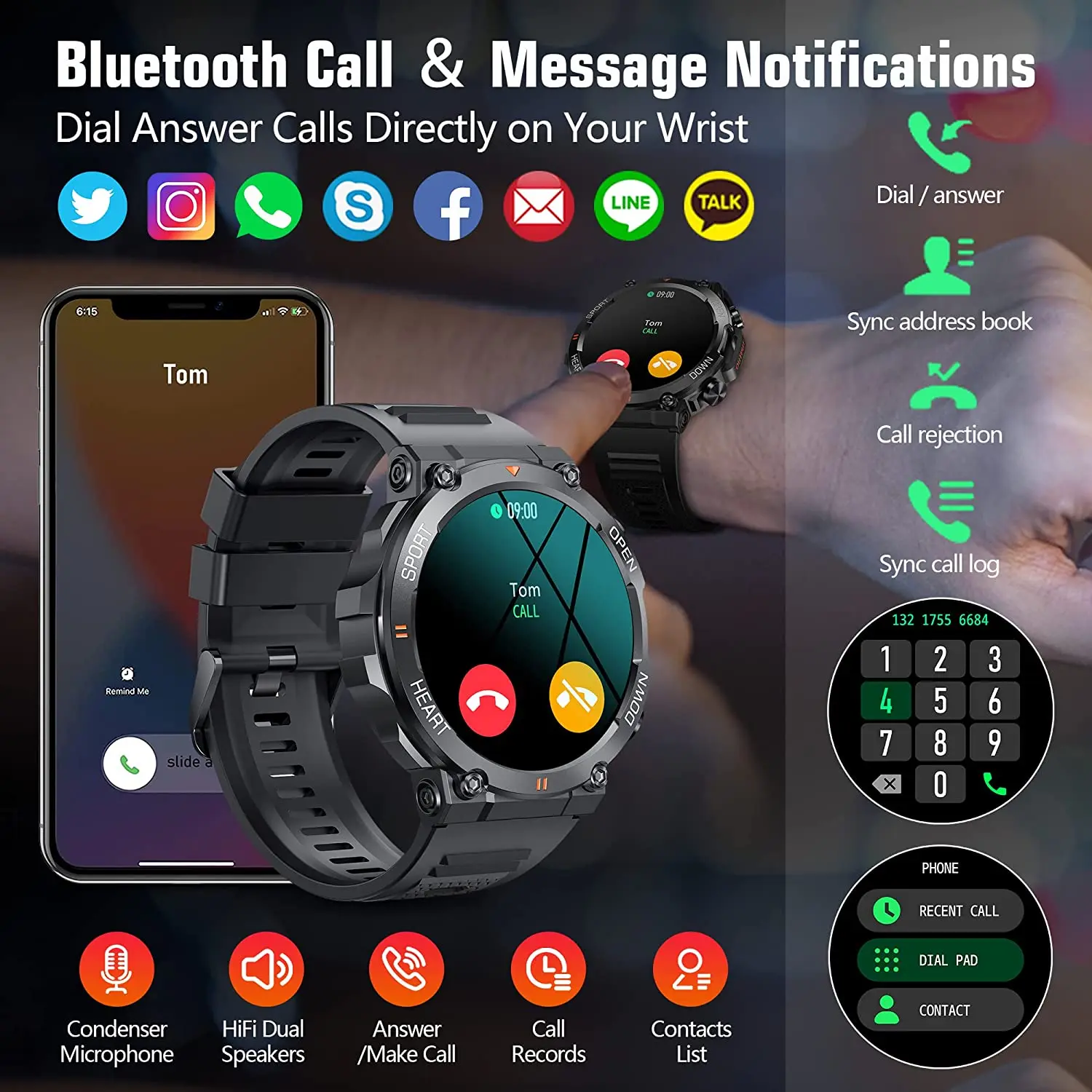 SACOSDING Ʈ ġ 1.39 ġ   ȭ ð  ƮϽ    Smartwatch