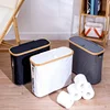 28L Toilet Paper Storage Bamboo Toilet Paper Basket with Lid Large Toilet Paper Holder Stand Toilet Paper Organizer for Bathroom 1