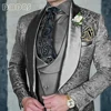 Fashionable Paisley Men's 3-piece Suit Set, Jacquard One Button Blazer, Vest Pants Formal Wedding Party Suits for Men 6