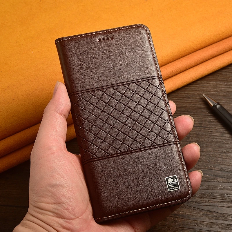 Premium Nappa Genuine Leather Magnetic Flip Cover Smart Wallet Phone Case