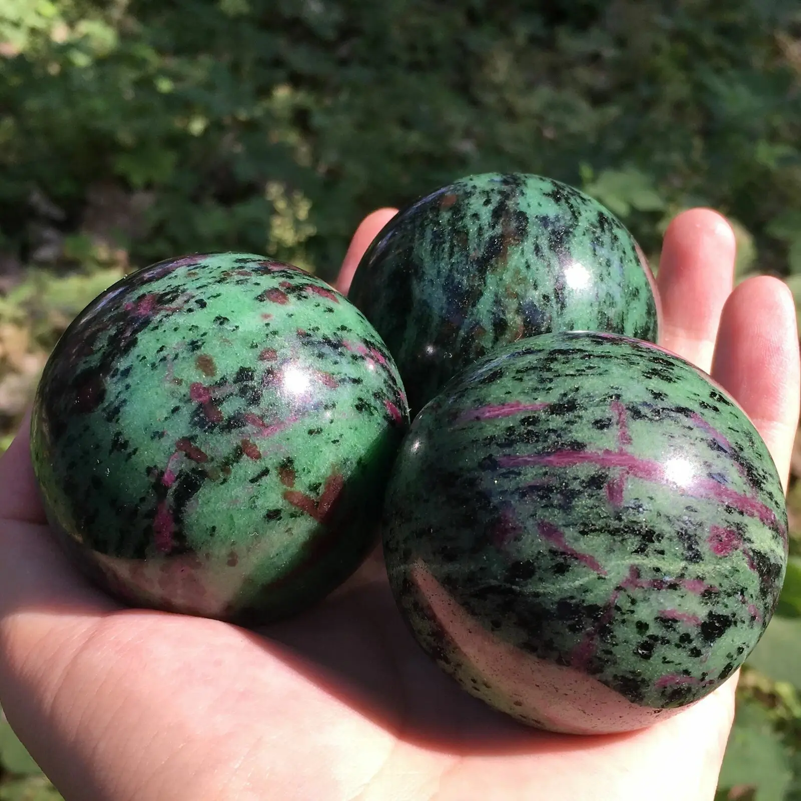 Natural Ruby Zoisite Ball Epidote Quartz Crystal Spheres Red Green Treasure Minerals Reiki Energy Healing Stones Room Decorate 6