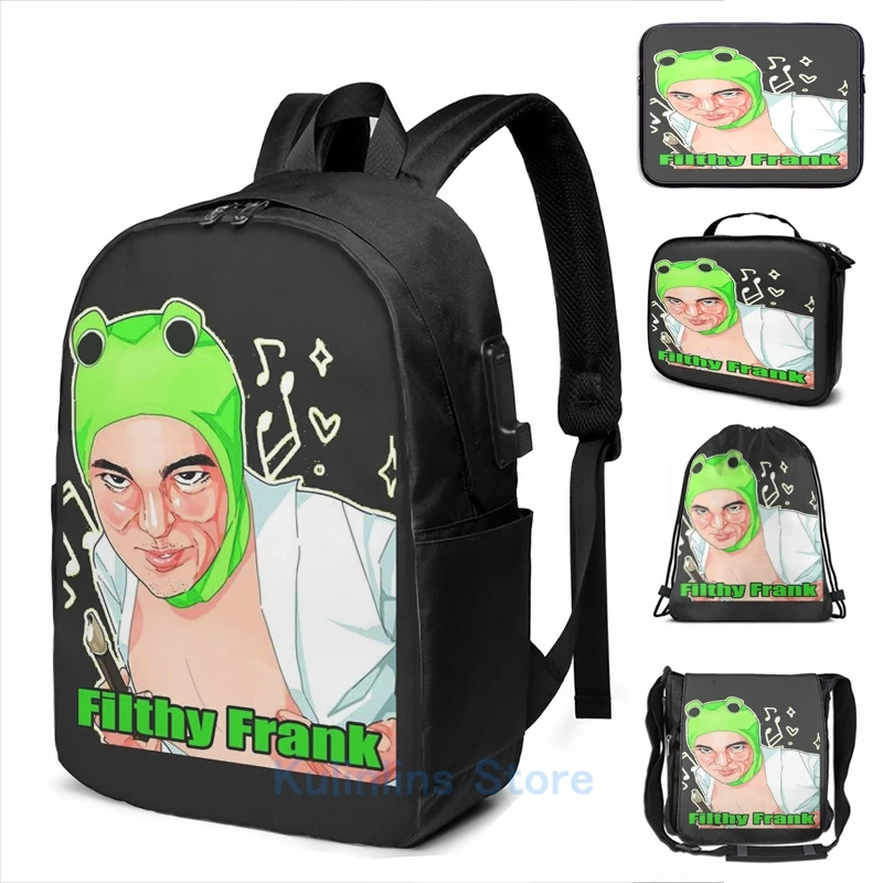 

Забавный рюкзак с графическим принтом Filthy frank с USB-зарядкой, мужские школьные сумки, женская сумка, дорожная сумка для ноутбука