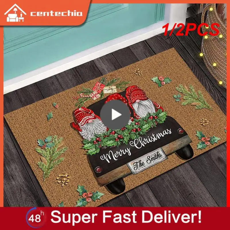 

1/2PCS Christmas Welcome Doormat Front Porch Rugs Welcome Mat Christmas Door Mat Indoor Outdoor Doormats Entrance