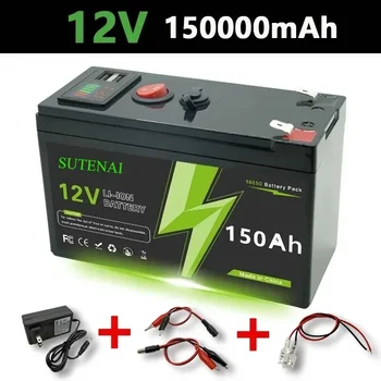 12V Lithium Battery 150Ah LiFePO4 4000+ Deep Cycles Built-in BMS,10-Year Lifetime,for UPS, Kayak Fish Finder, Solar Panel,Radio