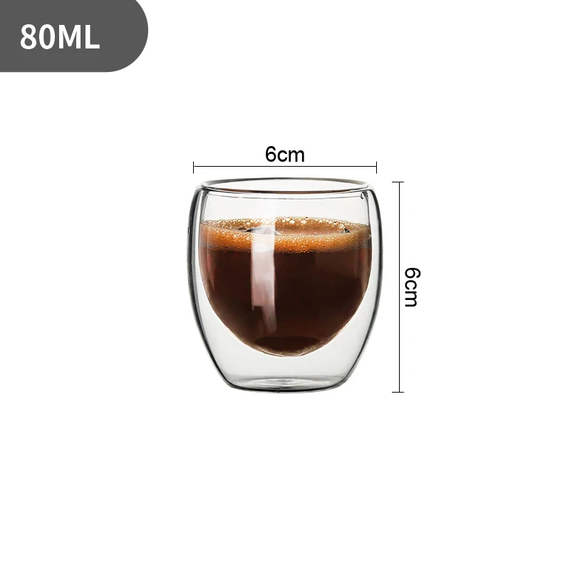 Glass Cup 2-6PCS 80ml Double-layer Insulated High Borosilicate Glass Coffee Milk Mug Tea Cup Restaurant Household Drinkware Gift
