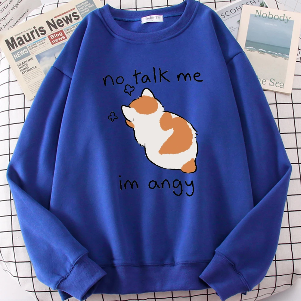 Angy Cat Print Women Sweatshirt