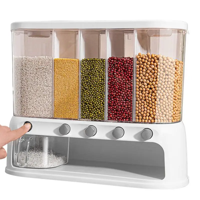 

20KG Cereal Dispenser Rice Bucket Home Division Seal Kitchen Rice Storage Box Wall Mounted Dry Food Grain Dispensers Organizer