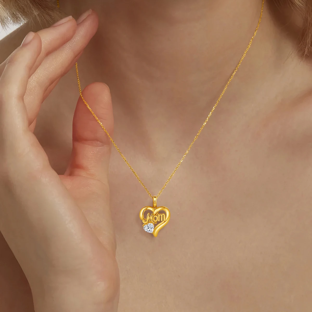 Luxury Mum Gift Real 14k Gold Heart Necklace Moissanite Diamond 1ct AU585 K Gold Pendant With Certificate Fine Jewelry pendant necklace gold necklace