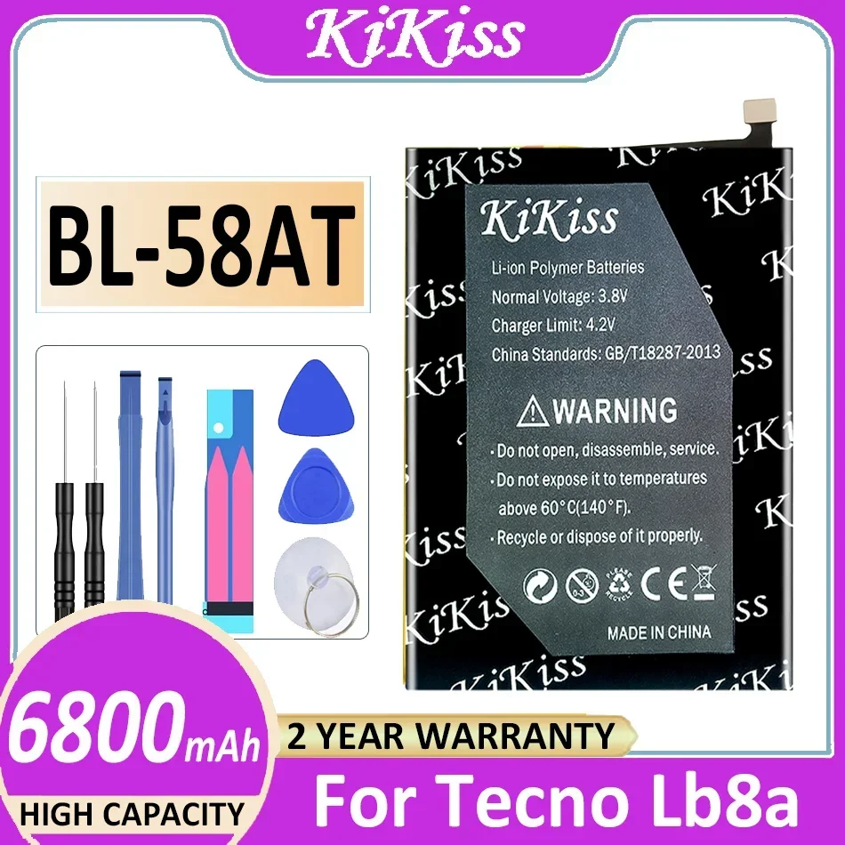 

Аккумулятор KiKiss BL-58AT BL58AT 6800 мАч для Tecno Lb8a мобильный телефон Bateria