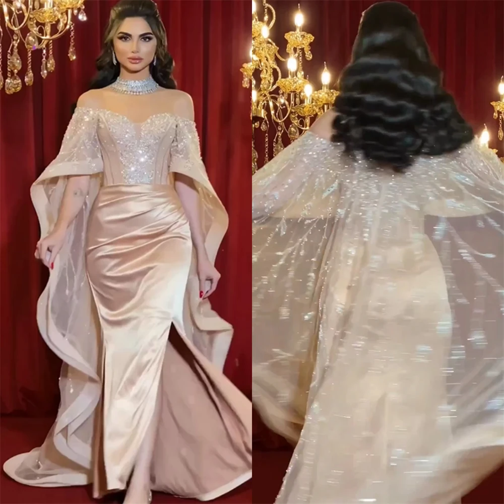 Customized Exquisite Off-the-shoulder Sheath Cocktail Sequin Flowers  Chiffon Occasion Evening Gown birthday dress for women
