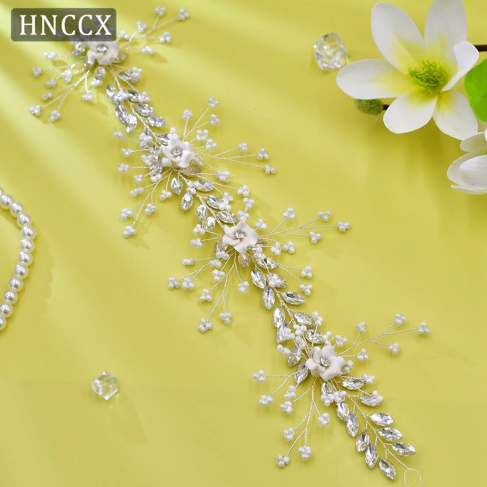 Fashion Rhinestone Bridal Headpiece Bling Gemstone Pearl Hair Accessories Beaded Headband Bride Wedding Headwear CP602