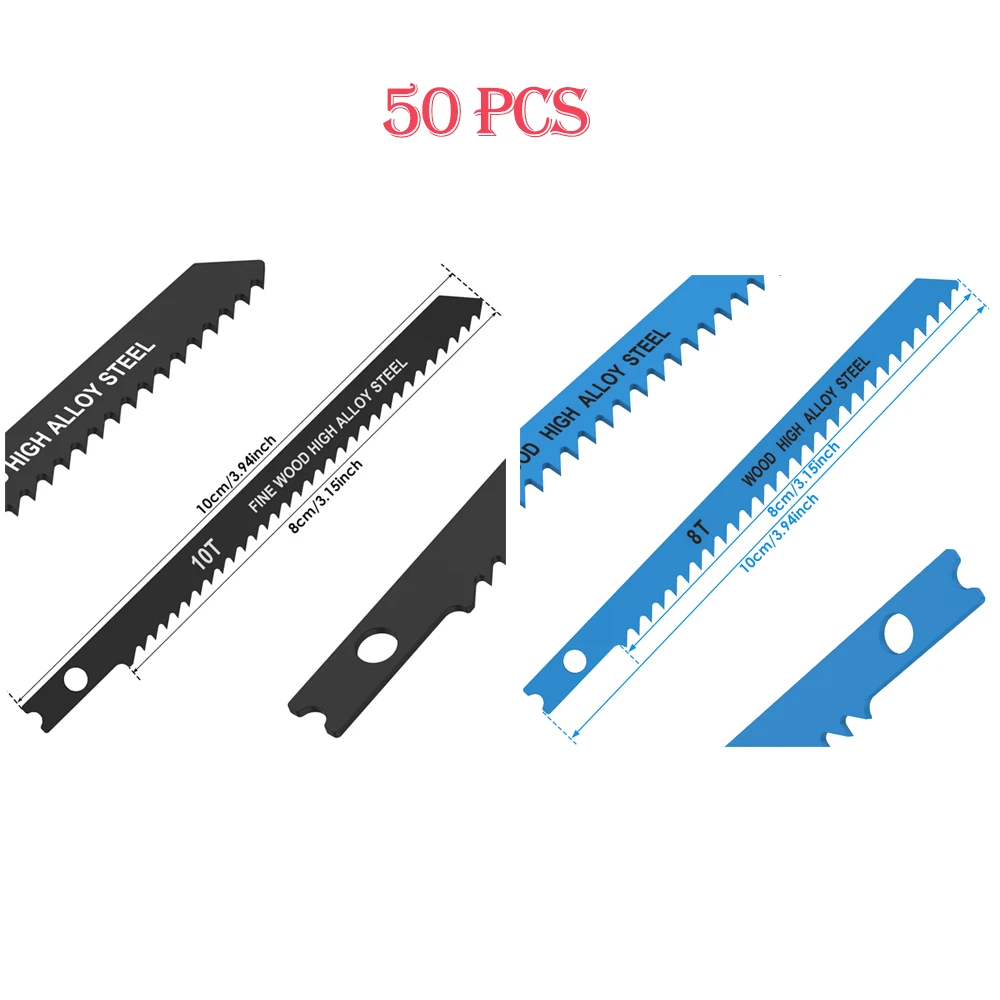 고탄소강 U 생크 톱날 키트, 목재 및 플라스틱 절단 톱날, 수공구, HCS 8/10TPI 또는 6TPI-24TPI, 24/50 개