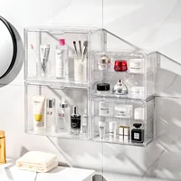Clear Storage Case, Dustproof Wall Storage Box, Cosmetic Skincare Containers, Cosmetic Display Cases, Layered Makeup Organizer 1