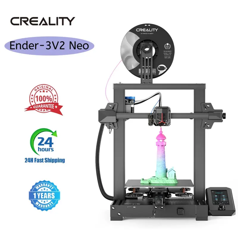 Stampante 3D Creality Ender 3 V2 Neo Upgrade Con Supporto Livellante Automatico Cr Touch Riprendi La Stampa Ed Estrusore Bowden Full-Metal