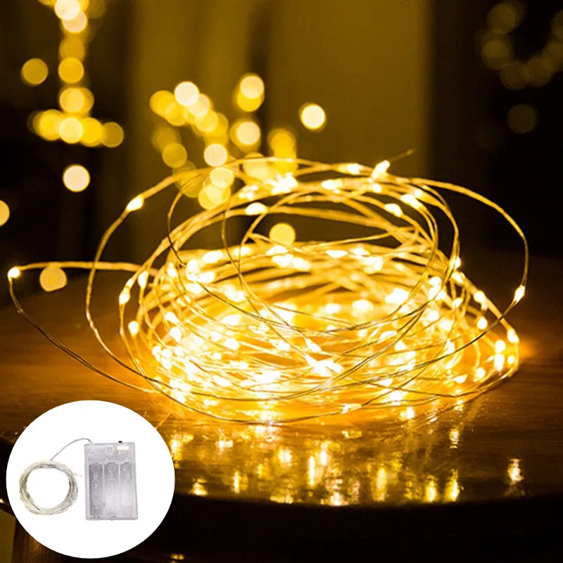 

Wedding Party Holiday Decoration 1M 2M 3M 5M 10M LED Copper Wire Light Christmas LED String Lamp AA Battery Operated Fairy Light