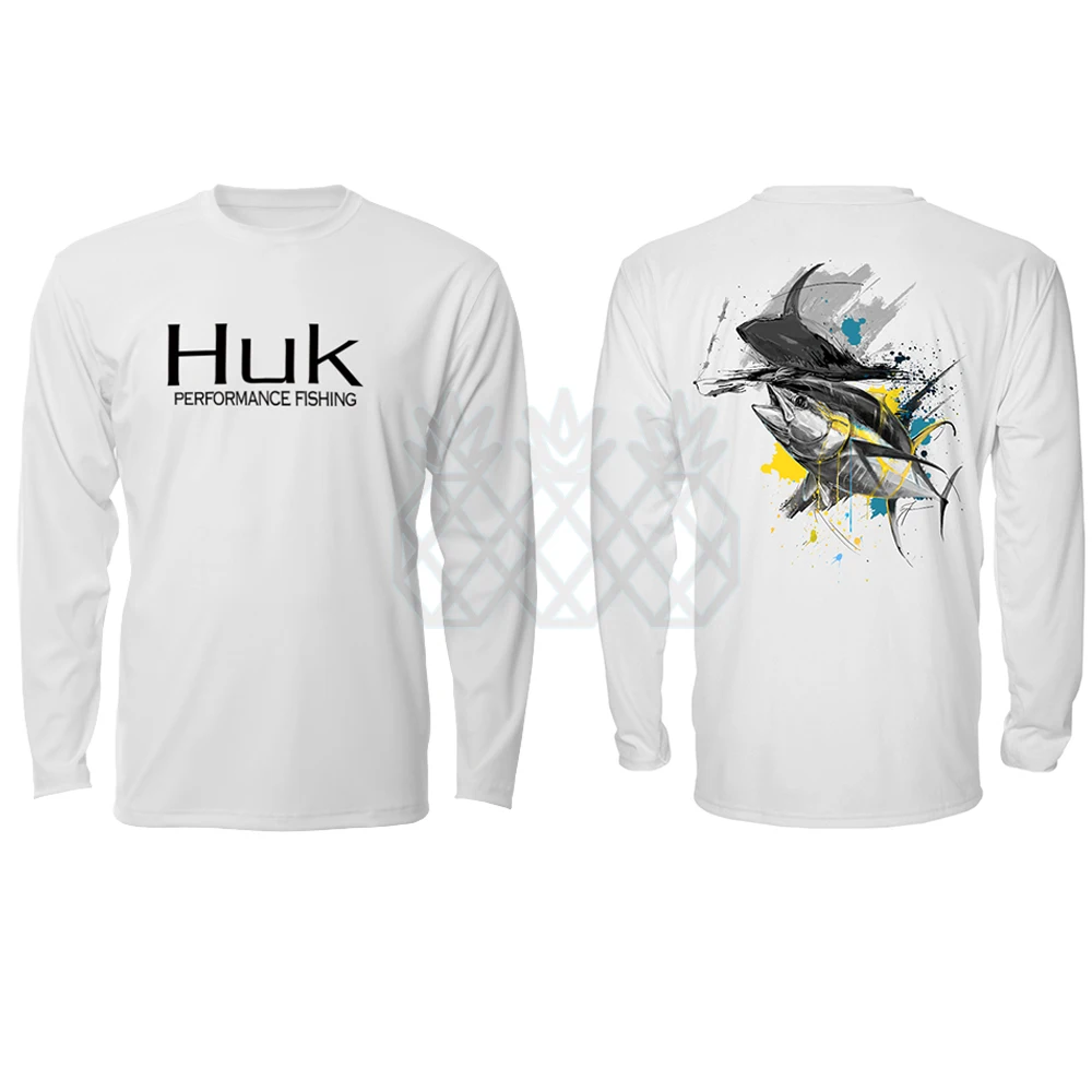 Huk Fishing Shirt Men Uv Long Sleeve Shirt Fishing Clothes Camisa