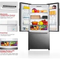 Galanz GLR18FS5S16 French Door Refrigerator with Installed Ice Maker and Bottom Freezer Adjustable Electrical Thermostat Control 2