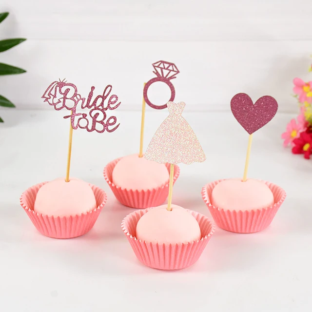 Topper Per Cupcake 'Bride To Be' - 12 Pezzi Argento Glitter Per Addio Al Nubilato E Matrimoni - Foto 8
