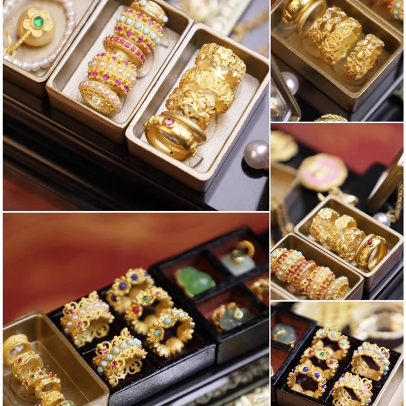 1/12 Doll Mini Jewelry Miniature Food Play Simulation Western Dowry Jewelry/Gems/Bracelets/Rings/Necklaces Doll Accessories