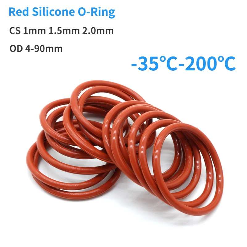 VMQ Red Silicone O-Ring OD 4-90mm Thickness CS Food