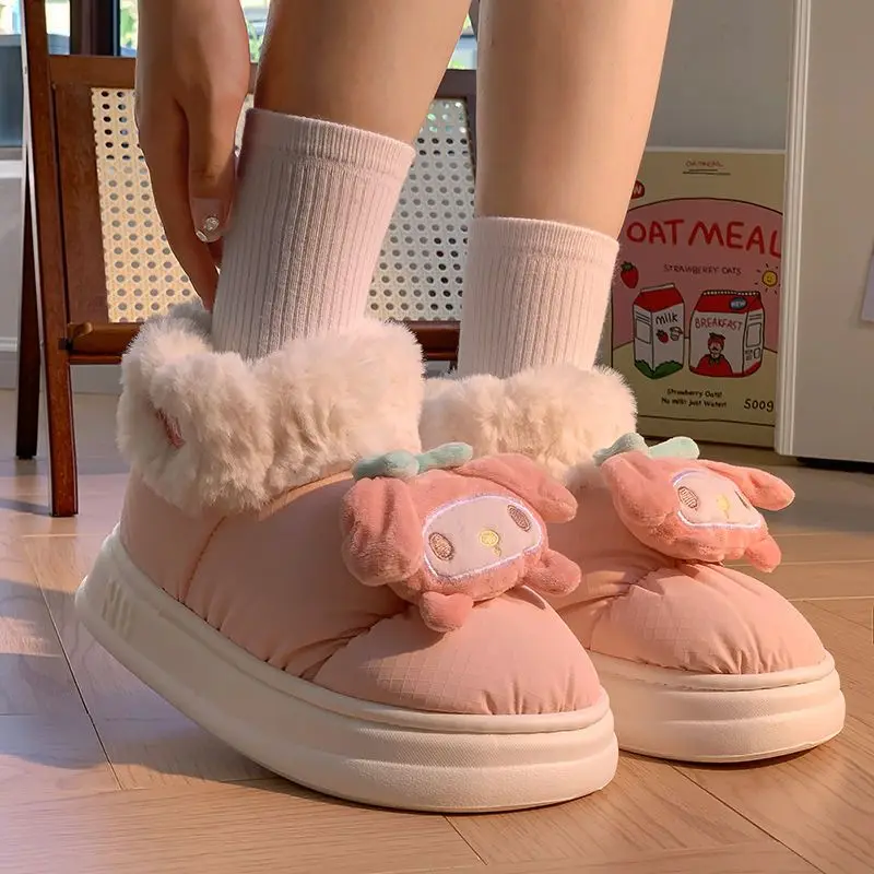 

Sanrio Cinnamoroll Boots Kawaii Cute My Melody Anime Cartoon Winter Student's Thick Bottom Non-Slip Cotton Snow Boots Girls Gift