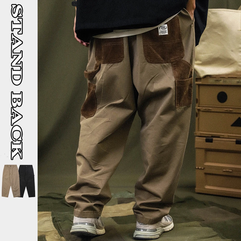 Tanie Sztruks Amikaki japoński vintage kombinezony luźna szeroka spodnie sklep