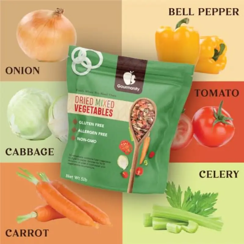 5lb Tasty Vegetable Soup Blend Dehydrated Vegetables for Ramen Toppings Stews and Emergency Food Bulk Resealable Bag All Natura - Image 4