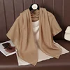 Foulard carré fin et doux pour femmes, 90x90cm, simplicité, couleur unie, foulard en coton et lin, Hijabs musulmans, accessoires de sac