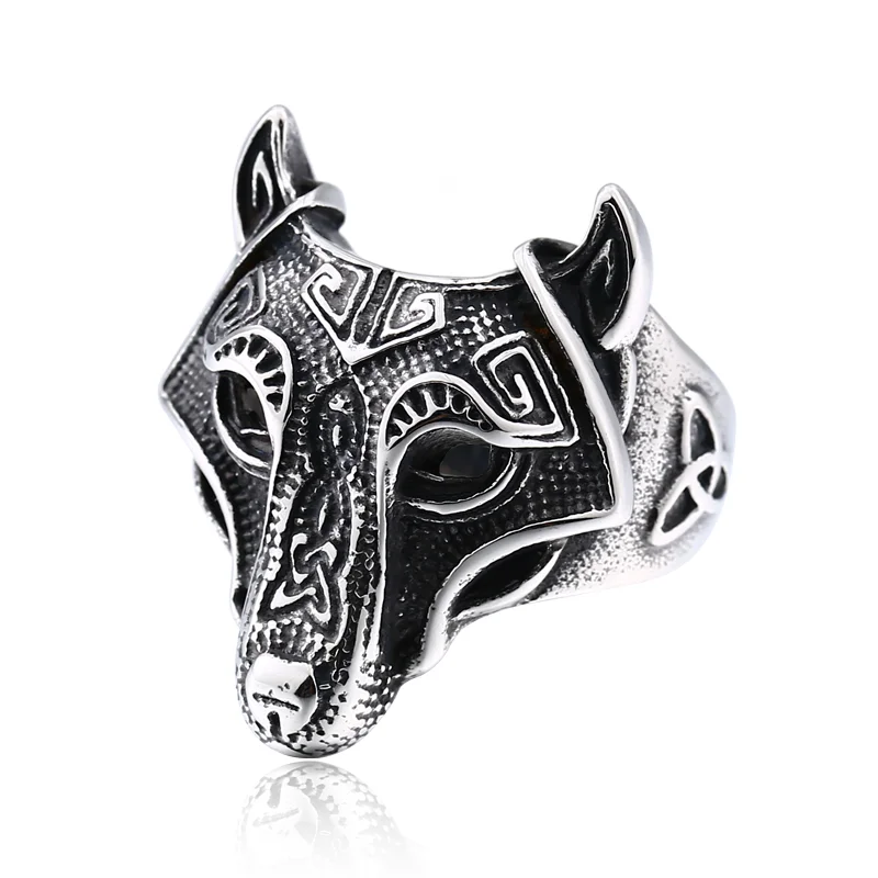 316L Stainless Steel Viking Nordic Wolf Head Ring Multifamily Animal Jewelry Men Ring Beier stainless steel ring,finger ring,animal ring