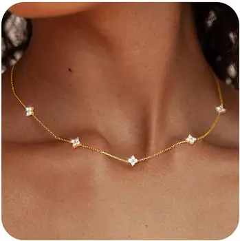 Silver/14K Gold Plated Cubic Zirconia Necklaces for Women Hypoallergenic Necklace Choker Necklace Christmas Gift For Women