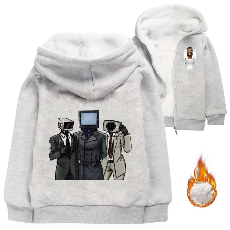 thumbnail image 1 of Skibidi-Sudadera con capucha de Anime para inodoro, Tops cálidos de invierno, divertido juego de dibujos animados, chaqueta con cremallera, regalos acolchados y gruesos para niños, 1 of 4